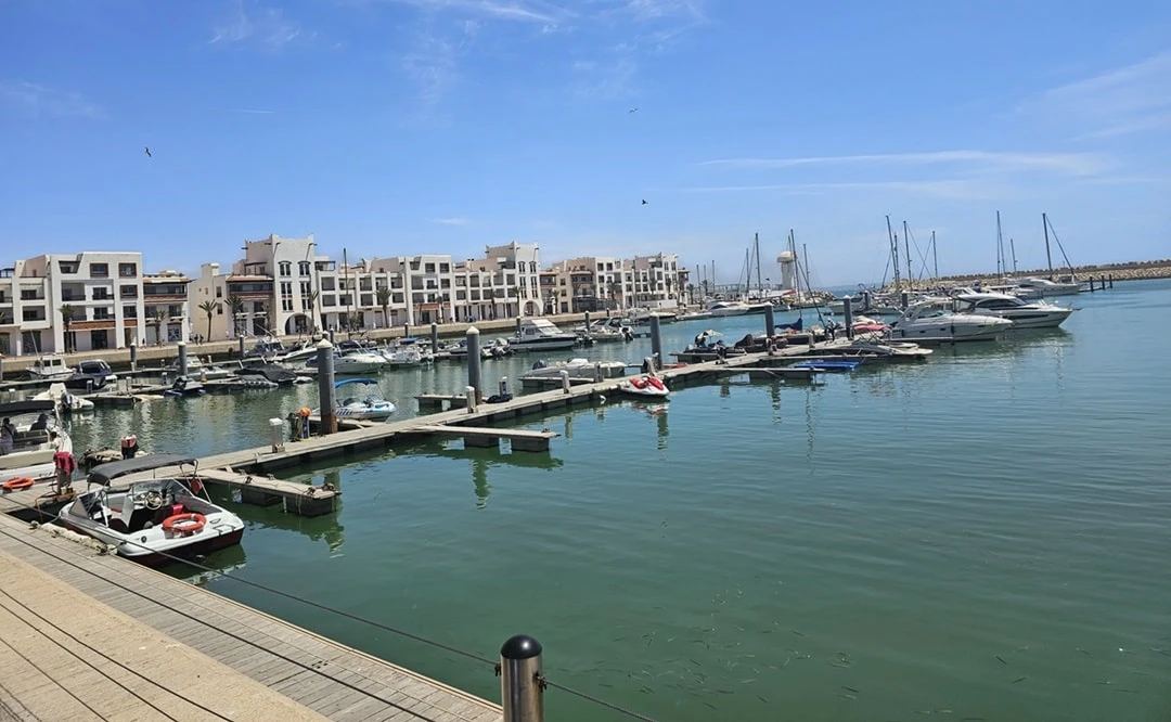 Boats and residential buildings at Agadir Marina