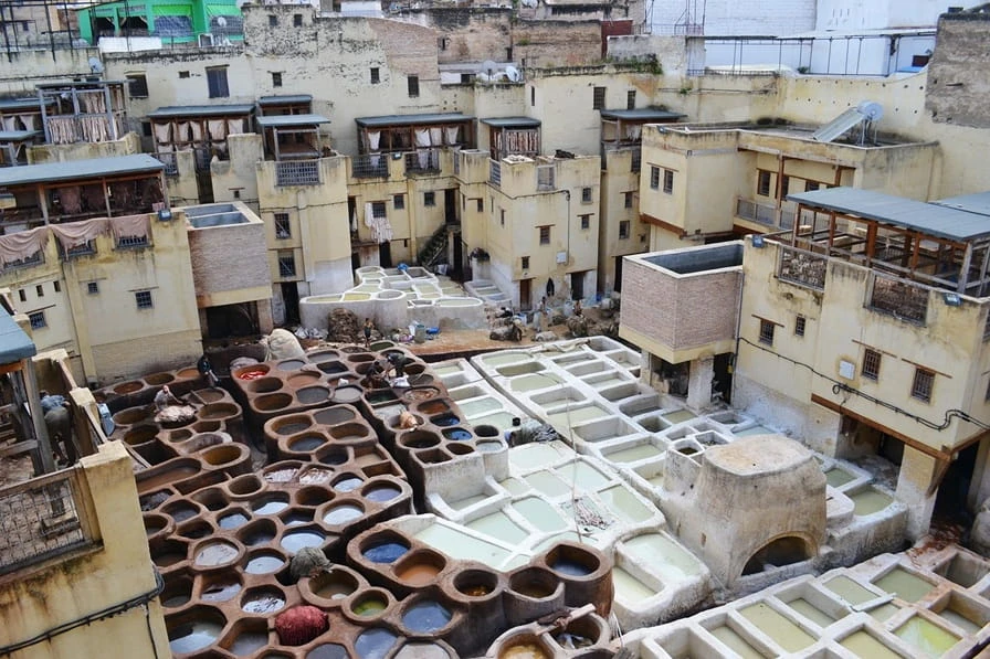أسطح وبنية مباني Medina في فاس